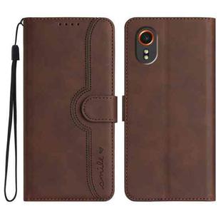 For Samsung Galaxy Xcover7 5G Heart Pattern Skin Feel Leather Phone Case(Brown)