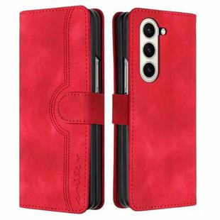 For Samsung Galaxy Z Fold5 Heart Pattern Skin Feel Leather Phone Case(Red)