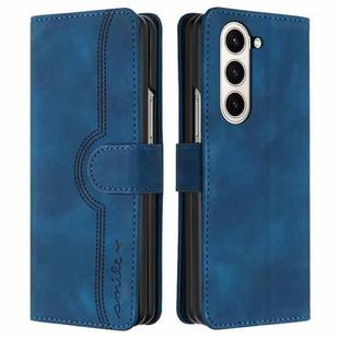 For Samsung Galaxy Z Fold5 Heart Pattern Skin Feel Leather Phone Case(Royal Blue)