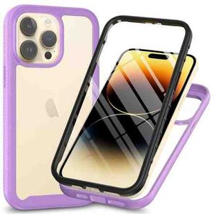 For iPhone 15 Pro Max Starry Sky Solid Color Series PC + TPU Phone Case with PET Film(Purple)