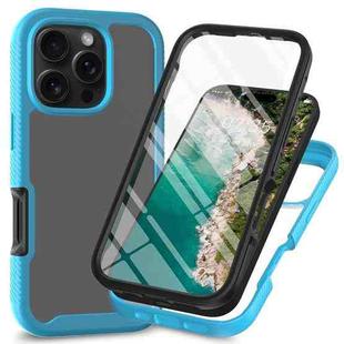 For iPhone 16 Pro Max Starry Sky Solid Color Series PC + TPU Phone Case with PET Film(Sky Blue)