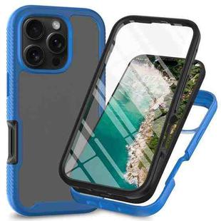 For iPhone 16 Pro Max Starry Sky Solid Color Series PC + TPU Phone Case with PET Film(Royal Blue)