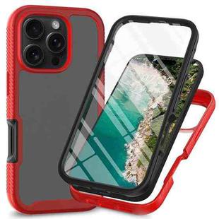 For iPhone 16 Pro Max Starry Sky Solid Color Series PC + TPU Phone Case with PET Film(Red)