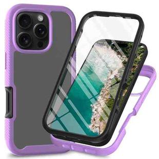 For iPhone 16 Pro Max Starry Sky Solid Color Series PC + TPU Phone Case with PET Film(Purple)