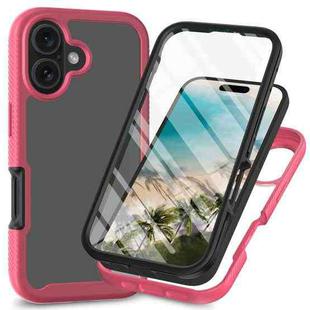 For iPhone 16 Plus Starry Sky Solid Color Series PC + TPU Phone Case with PET Film(Pink)