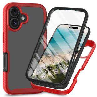 For iPhone 16 Starry Sky Solid Color Series PC + TPU Phone Case with PET Film(Red)