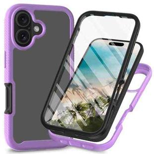 For iPhone 16 Starry Sky Solid Color Series PC + TPU Phone Case with PET Film(Purple)