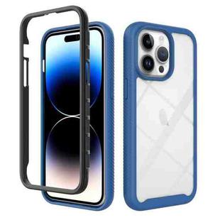For iPhone 15 Pro Max Starry Sky Solid Color Shockproof TPU Clear PC Phone Case(Dark Blue)