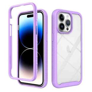 For iPhone 15 Pro Max Starry Sky Solid Color Shockproof TPU Clear PC Phone Case(Purple)