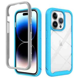 For iPhone 15 Pro Starry Sky Solid Color Shockproof TPU Clear PC Phone Case(Sky Blue)