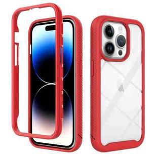 For iPhone 15 Pro Starry Sky Solid Color Shockproof TPU Clear PC Phone Case(Red)