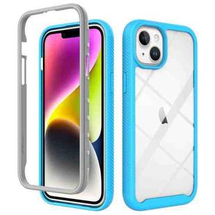 For iPhone 15 Plus Starry Sky Solid Color Shockproof TPU Clear PC Phone Case(Sky Blue)