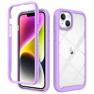 For iPhone 15 Plus Starry Sky Solid Color Shockproof TPU Clear PC Phone Case(Purple)