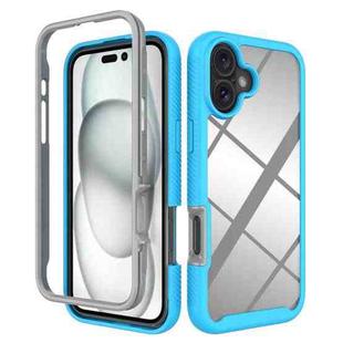 For iPhone 16 Plus Starry Sky Solid Color Shockproof TPU Clear PC Phone Case(Sky Blue)