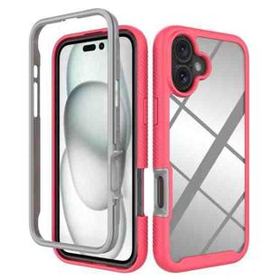 For iPhone 16 Plus Starry Sky Solid Color Shockproof TPU Clear PC Phone Case(Pink)