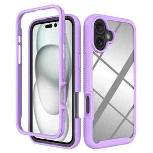 For iPhone 16 Plus Starry Sky Solid Color Shockproof TPU Clear PC Phone Case(Purple)