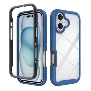 For iPhone 16 Starry Sky Solid Color Shockproof TPU Clear PC Phone Case(Dark Blue)