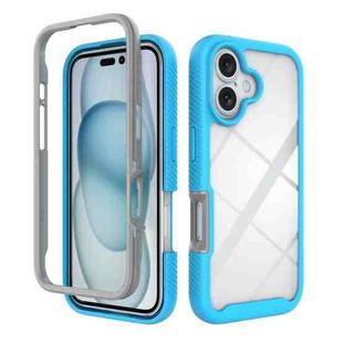 For iPhone 16 Starry Sky Solid Color Shockproof TPU Clear PC Phone Case(Sky Blue)