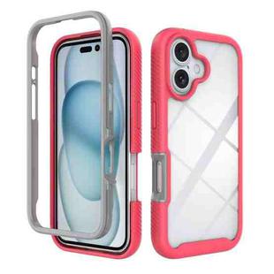 For iPhone 16 Starry Sky Solid Color Shockproof TPU Clear PC Phone Case(Pink)