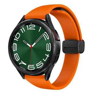 For Samsung Galaxy Watch 6 / 6 Classic Magnetic Black Buckle Slim Silicone Watch Band(Orange)