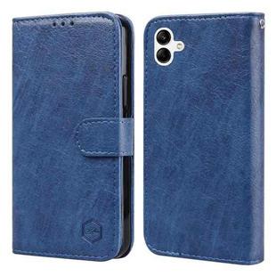 For Samsung Galaxy A04 Skin Feeling Oil Leather Texture PU + TPU Phone Case(Dark Blue)