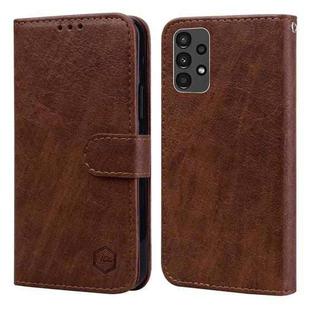 For Samsung Galaxy A04S Skin Feeling Oil Leather Texture PU + TPU Phone Case(Brown)