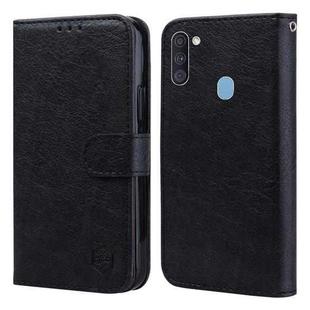 For Samsung Galaxy A11 Skin Feeling Oil Leather Texture PU + TPU Phone Case(Black)