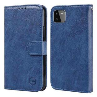 For Samsung Galaxy A22 5G Skin Feeling Oil Leather Texture PU + TPU Phone Case(Dark Blue)