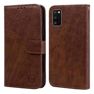 For Samsung Galaxy A41 Skin Feeling Oil Leather Texture PU + TPU Phone Case(Brown)