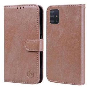 For Samsung Galaxy A51 4G Skin Feeling Oil Leather Texture PU + TPU Phone Case(Champagne)