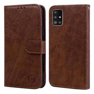 For Samsung Galaxy A51 5G Skin Feeling Oil Leather Texture PU + TPU Phone Case(Brown)