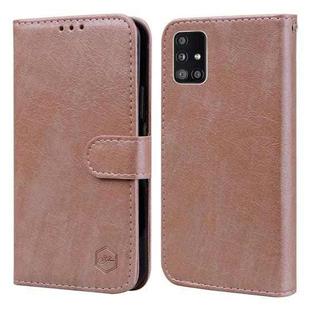 For Samsung Galaxy A51 5G Skin Feeling Oil Leather Texture PU + TPU Phone Case(Champagne)