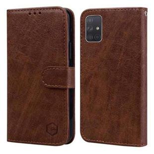 For Samsung Galaxy A71 4G Skin Feeling Oil Leather Texture PU + TPU Phone Case(Brown)