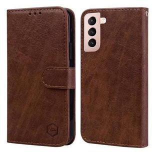 For Samsung Galaxy S21+ Skin Feeling Oil Leather Texture PU + TPU Phone Case(Brown)