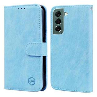 For Samsung Galaxy S22+ Skin Feeling Oil Leather Texture PU + TPU Phone Case(Light Blue)