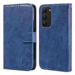 For Samsung Galaxy S23+ 5G Skin Feeling Oil Leather Texture PU + TPU Phone Case(Dark Blue)