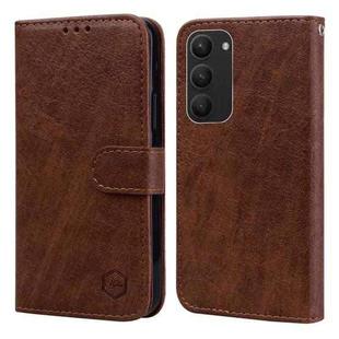 For Samsung Galaxy S23+ 5G Skin Feeling Oil Leather Texture PU + TPU Phone Case(Brown)