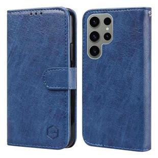 For Samsung Galaxy S23 Ultra Skin Feeling Oil Leather Texture PU + TPU Phone Case(Dark Blue)