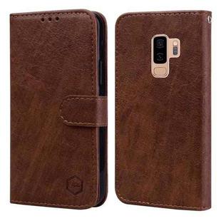 For Samsung Galaxy S9+ Skin Feeling Oil Leather Texture PU + TPU Phone Case(Brown)