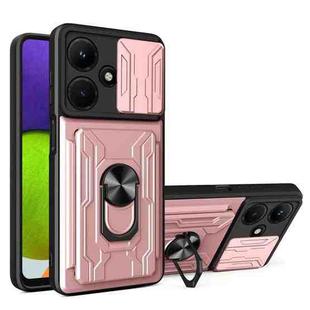For Infinix Hot 30i Sliding Camshield TPU+PC Phone Case with Card Slot(Rose Gold)