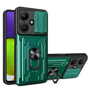For Infinix Hot 30i Sliding Camshield TPU+PC Phone Case with Card Slot(Dark Green)