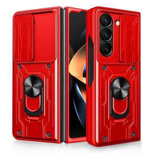 For Samsung Galaxy Z Fold5 Sliding Camshield TPU+PC Phone Case with Holder(Red)