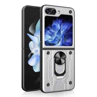 For Samsung Galaxy Z Flip5 Magnetic Holder TPU+PC Phone Case(White)