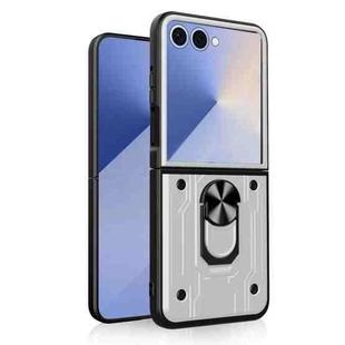 For Samsung Galaxy Z Flip7 Magnetic Holder TPU+PC Phone Case(White)