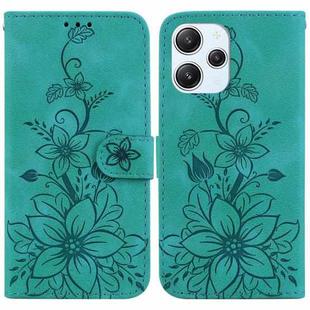 For Xiaomi Redmi 12 Lily Embossed Leather Phone Case(Green)