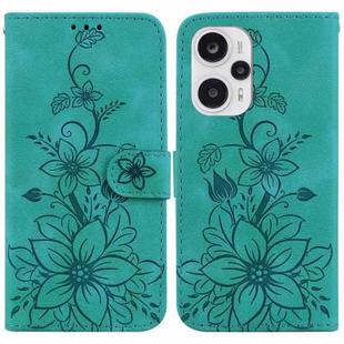 For Xiaomi Poco F5 / Note 12 Turbo Lily Embossed Leather Phone Case(Green)