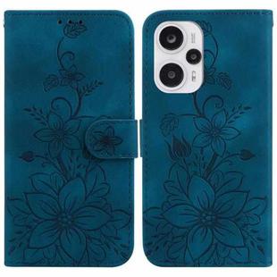 For Xiaomi Poco F5 / Note 12 Turbo Lily Embossed Leather Phone Case(Dark Blue)