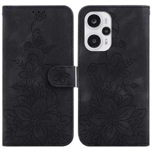 For Xiaomi Poco F5 / Note 12 Turbo Lily Embossed Leather Phone Case(Black)