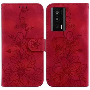For Xiaomi Poco F5 Pro/Redmi K60/K60 Pro Lily Embossed Leather Phone Case(Red)