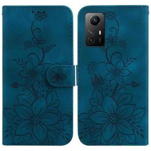 For Xiaomi Redmi Note 12S Lily Embossed Leather Phone Case(Dark Blue)